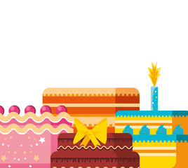 set of sweet cakes of birthday