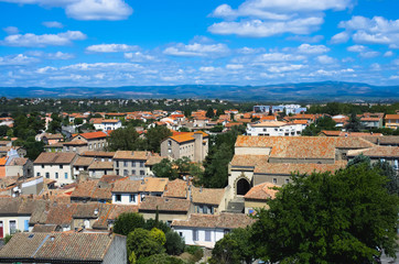 Fototapeta na wymiar Panoramic view of the city of Carcassonne from the walls of its medieval city