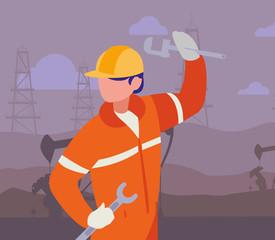 oil industry worker with tools avatar character