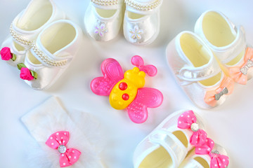 Baby accessories for little girl background