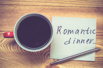 Romantic message written on napkin