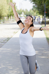 happy runner has finished her course