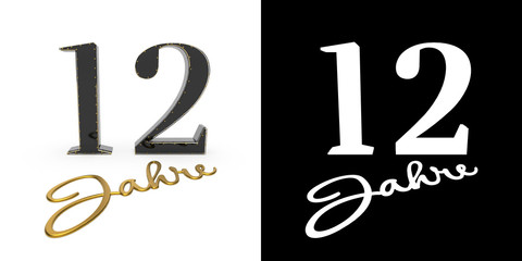 German golden number twelve years. 3D render
