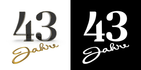 German golden number forty-three years. 3D render