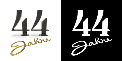 German golden number forty-four years. 3D render