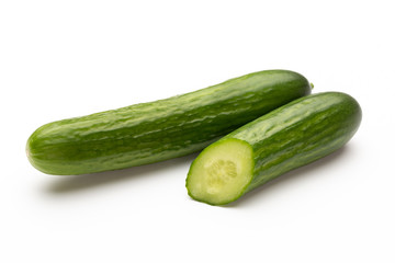 Fresh cucumber on white background.