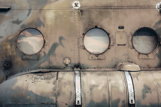 Close up on a military utility helicopter