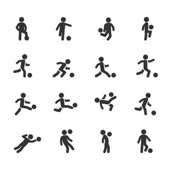 Vector set of football, soccer players icons.