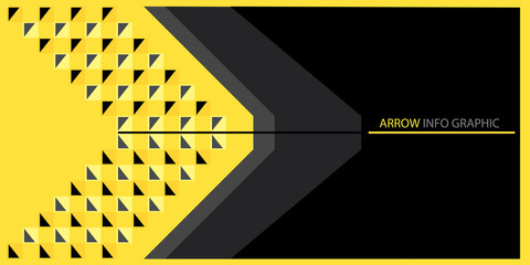 Yellow aero info graphic with geometrical pattern vector. Combination of black, grey and yellow colors.