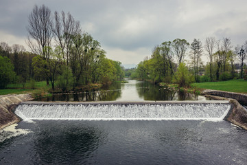 River Ostravice in Przno, small town in Czech Republic