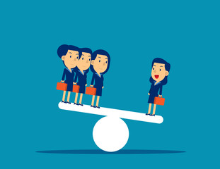 Business team on seesaw. Concept business vector illustration, Corporate, Flat cut character style.