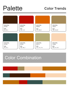 Color palette, harmonious combination. Fashion colors for using in design, web, clothes, interiors and textiles. Vector