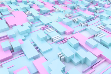 Fototapeta na wymiar 3d rendering, cubes board structure, circuit background