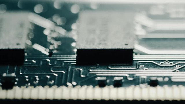 RAM or random access memory chipset, macro dolly. Shot or Red camera