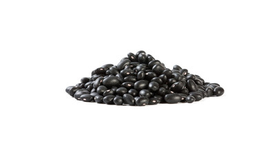 Fototapeta na wymiar black bean heap isolated on white background. nutrition. food ingredient.