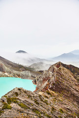 Crater of the volcano Ijen. 