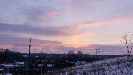 sunset in the village