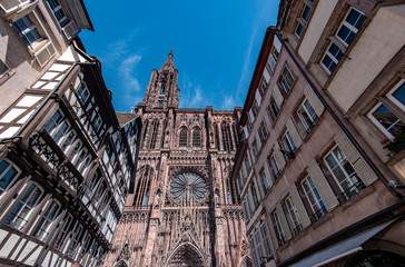 Cathedral Notre Dame of Strasbourg and blue Sky, Strasbourg Cathedral Church