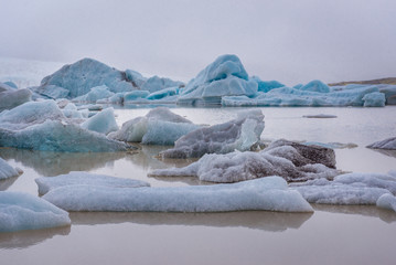 Glacial lake Fjallsarlon in southeaster region of Iceland