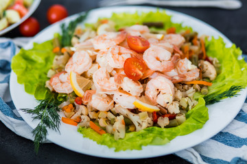 Delicious shrimp on the table