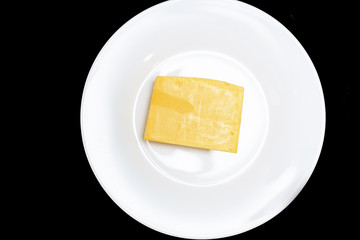 Different kinds of cheeses isolated on white background.