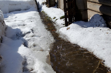 Melt water and spring brook, drops