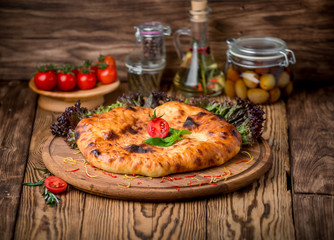 Pie with spinach and cheese. Tasty and healthy food