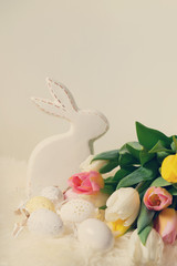 Easter scene with colored eggs