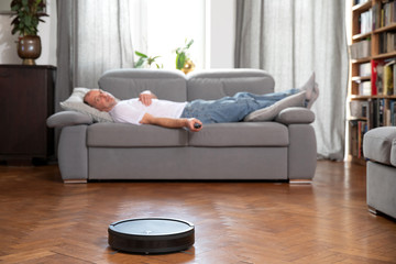 Cleaning concept - automatic robotic hoover clean the room