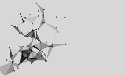 Abstract futuristic background with dots and lines. Vector illustration. Scientific and technological concept, molecular particles and atoms. Big data digital. Polygonal structure.
