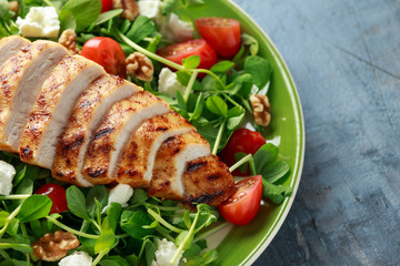 Fresh Grilled Chicken salad with tomatoes, feta cheese