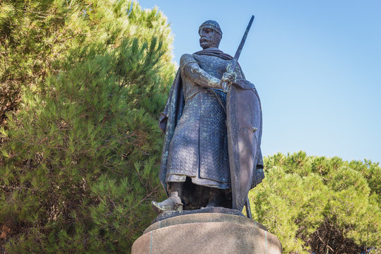 King Afonso I Of Portugal Monument In Sao Jorge Fortress In Lisbon, Portugal