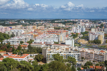 Naklejka na ściany i meble Setubal cityscape, a capital of Setubal district in Portugal