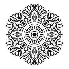 Round mandala for coloring on white background