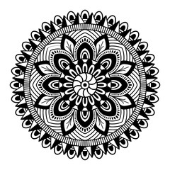 Round mandala for coloring on white background