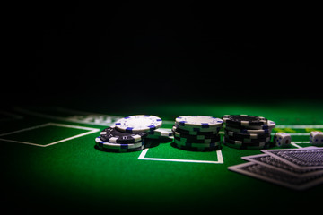 Casino element isolation on the colorful, Slot machine, Roulette while, Dice, Casino chip - image - obrazy, fototapety, plakaty