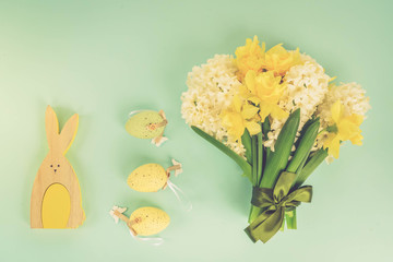 Easter scene with colored eggs