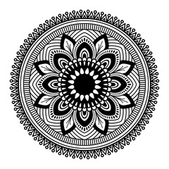 Round mandala for coloring on white background