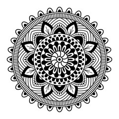 Round mandala for coloring on white background