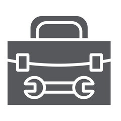 Tool box glyph icon, repair and maintenance, tool kit sign, vector graphics, a solid pattern on a white background.