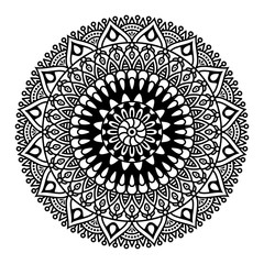Round mandala for coloring on white background