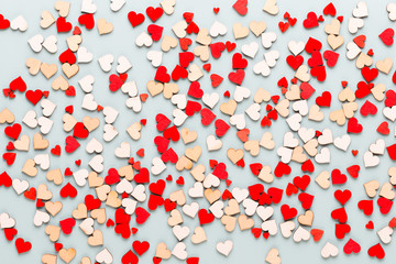 Happy Valentines day background. With small hearts on pastel background.