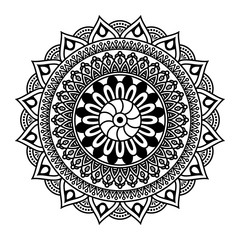 Round mandala for coloring on white background