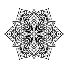 Round mandala for coloring on white background