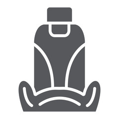 Car seat glyph icon, auto and part, car armchair sign, vector graphics, a solid pattern on a white background.