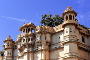 historical architecture of the Maharajah City Palace, Udaipur, Rajasthan, India