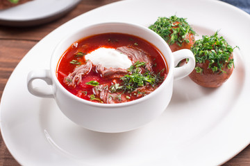 Traditional Ukrainian vegetable borscht