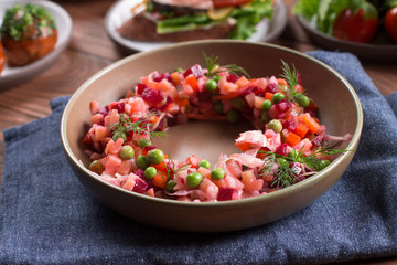 Beet Salad - Vinaigrette. Vegan cuisine. Dietary menu.