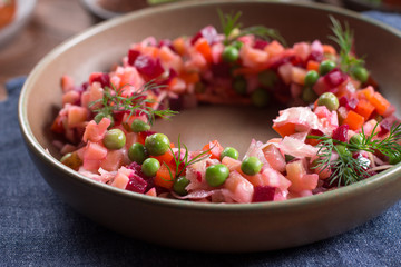 Beet Salad - Vinaigrette. Vegan cuisine. Dietary menu.