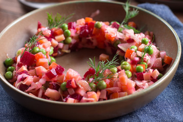 Beet Salad - Vinaigrette. Vegan cuisine. Dietary menu.